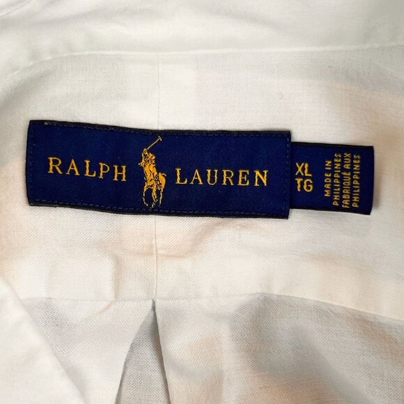 Ralph Lauren Mens XL White & Blue Striped Button Down Long Sleeve Dress Shirt - Picture 3 of 11